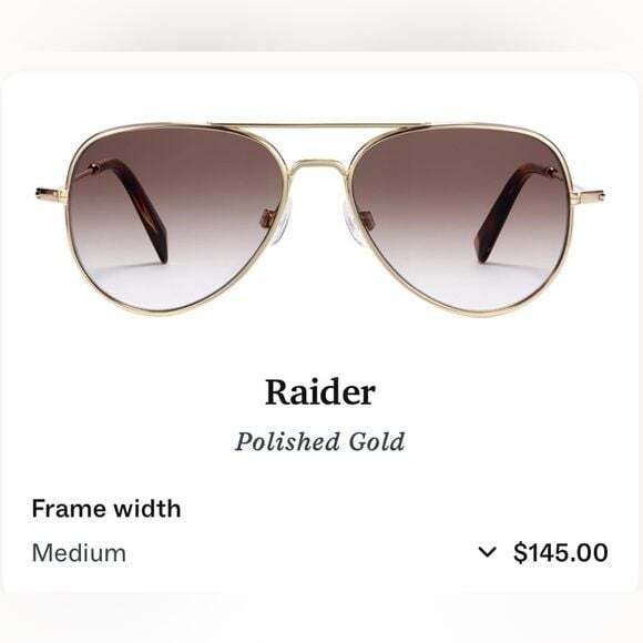 Warby Parker Raider Polished Gold Aviator Sunglasses with Brown Gradient Lenses - Picture 3 of 10